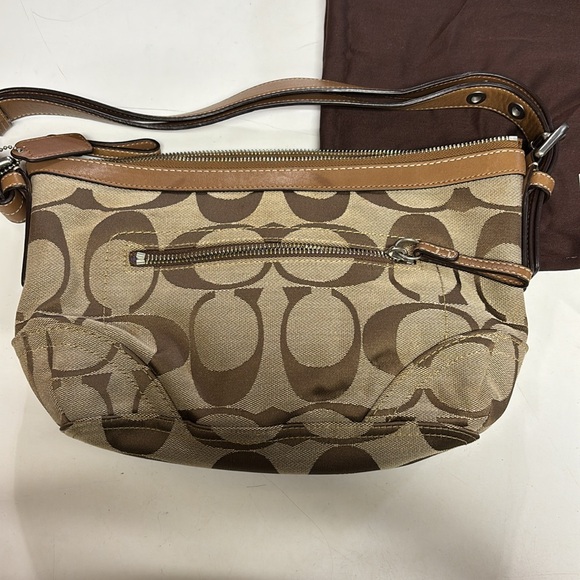 Coach Signature Jacquard east west small shoulder bag khaki brown - Picture 5 of 9